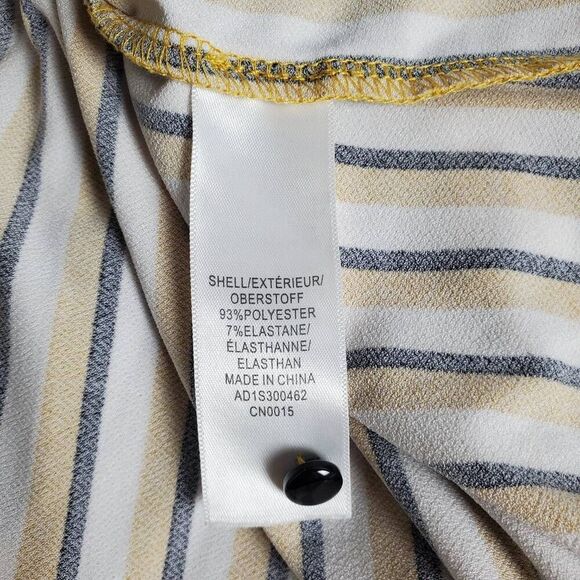 Adrianna Papell Mustard Yellow Striped Blouse S Long Sleeve Career Top - Picture 6 of 6